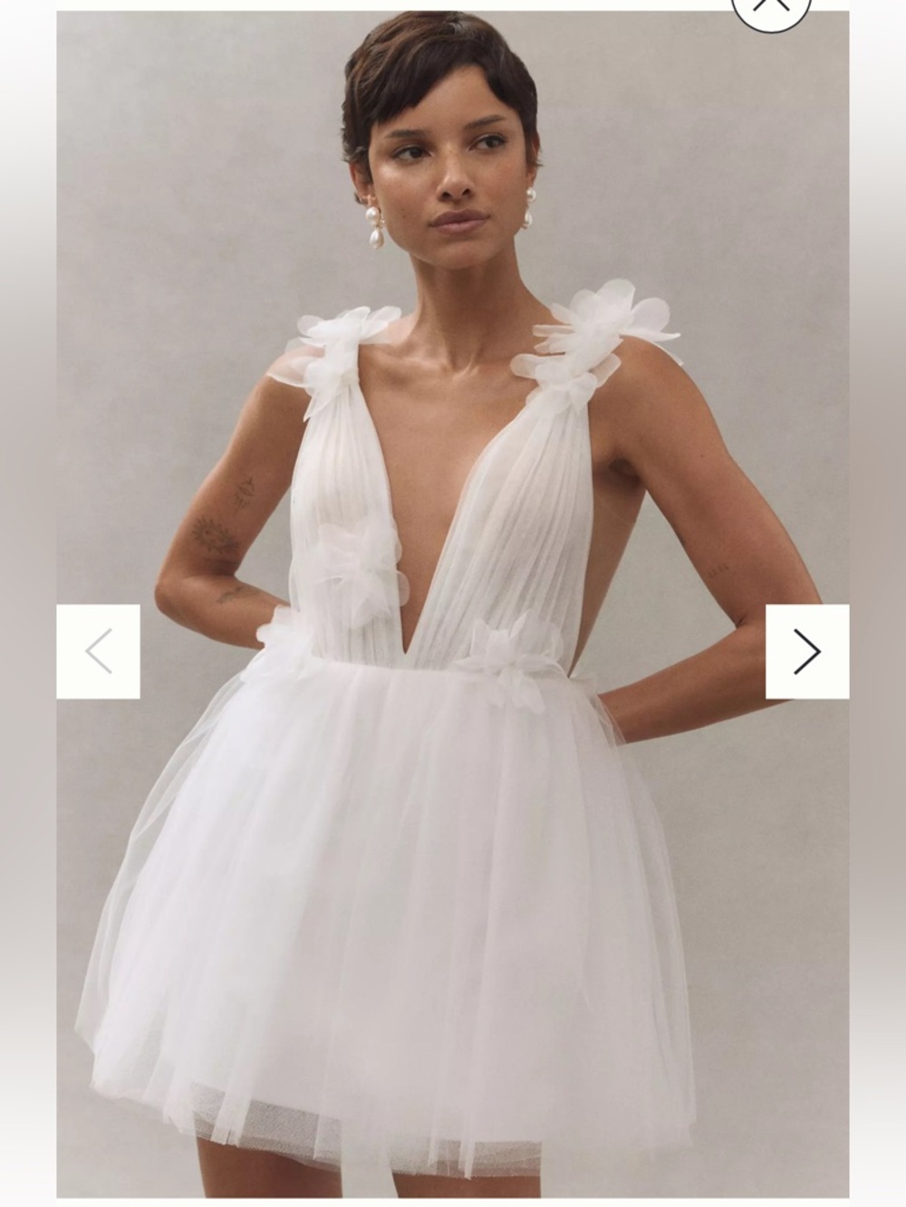 Katie May Cassia Plunge Tulle A-Line Mini Dress  wedding bridal bachelorette XS